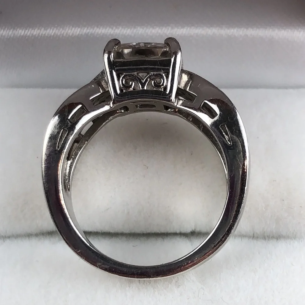 Moissanite Fire Ring Inferno Cut Platineve 925 S Silver Brilliant Size 6